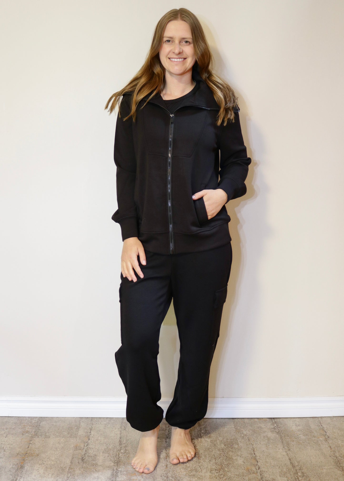Long Sleeve Full Zip Jacket - Black S-3XL