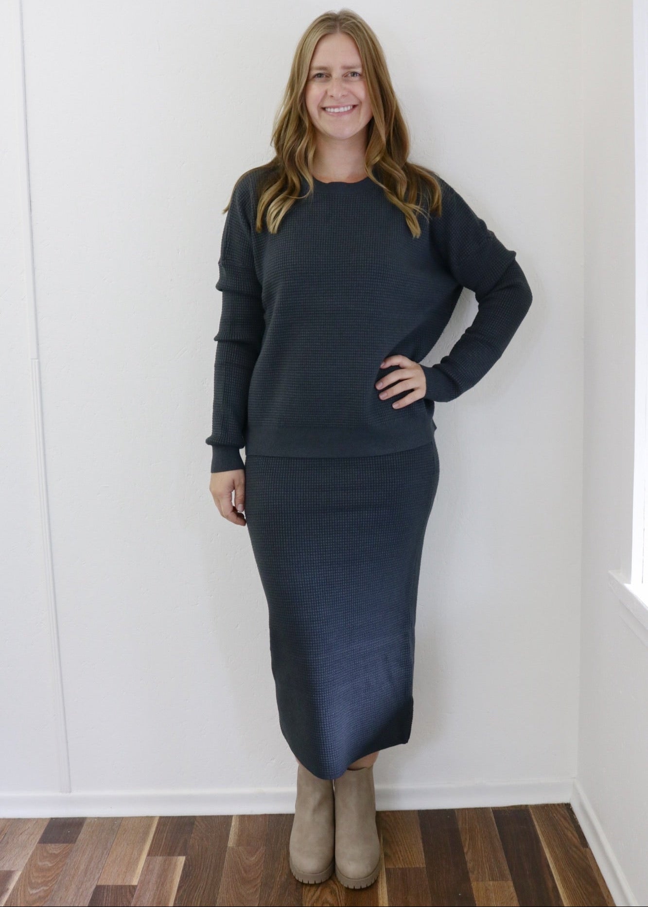 Waffle Knit Set - Navy (S-XL)
