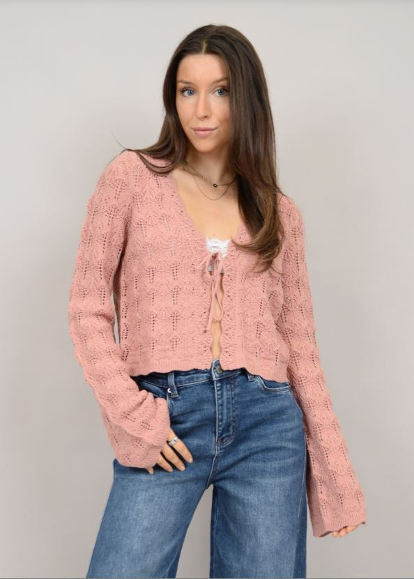 Jenn Long Sleeve Cardigan - Dusty Pink XS-L