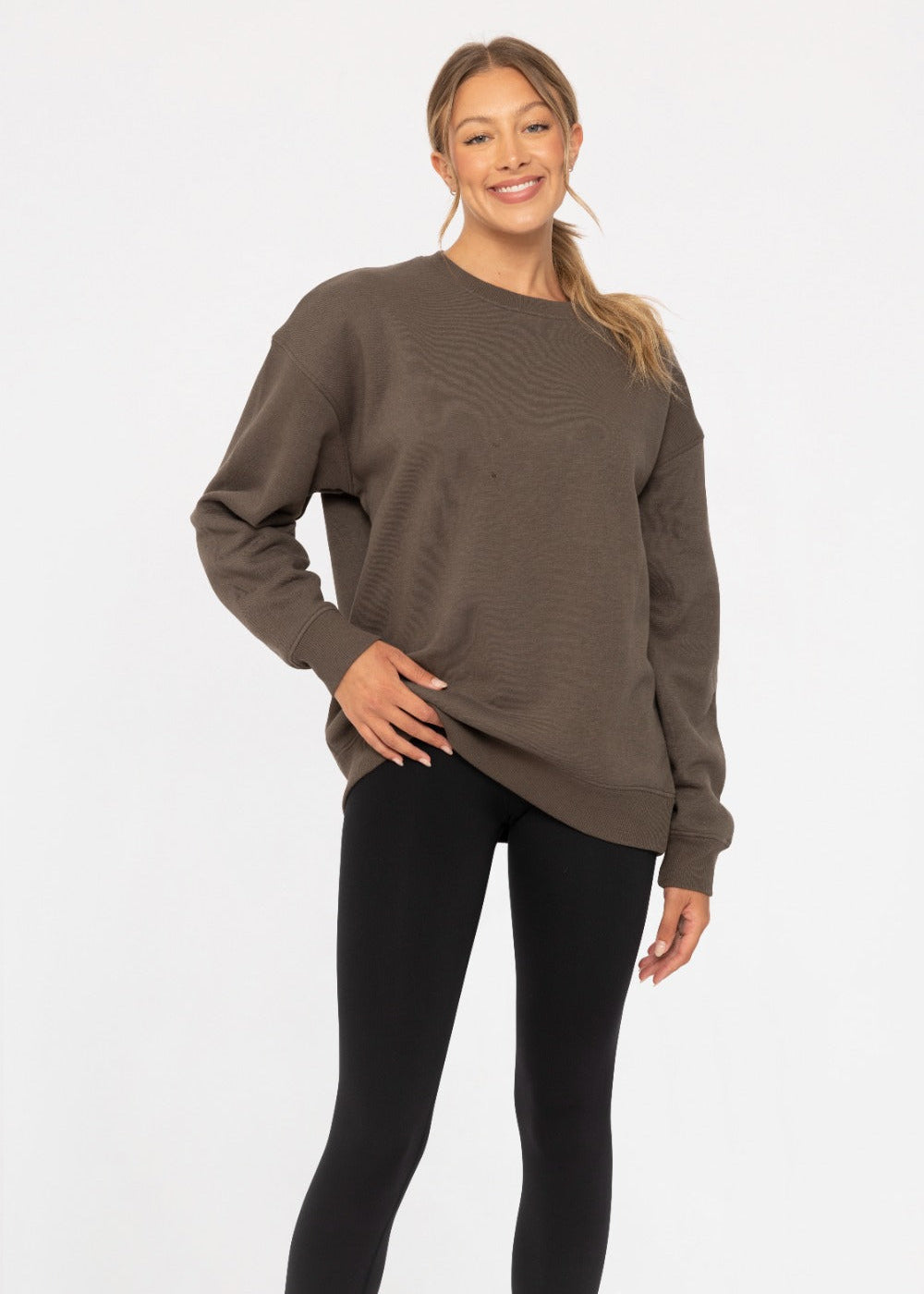 Oversized Fleece Sweatshirt - Dark Olive
