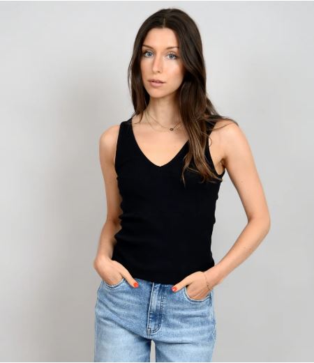 Vina V Neck Cami - Black XS-L