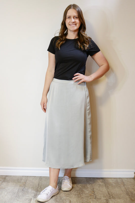 Satin Midi Skirt - Cloud S-L