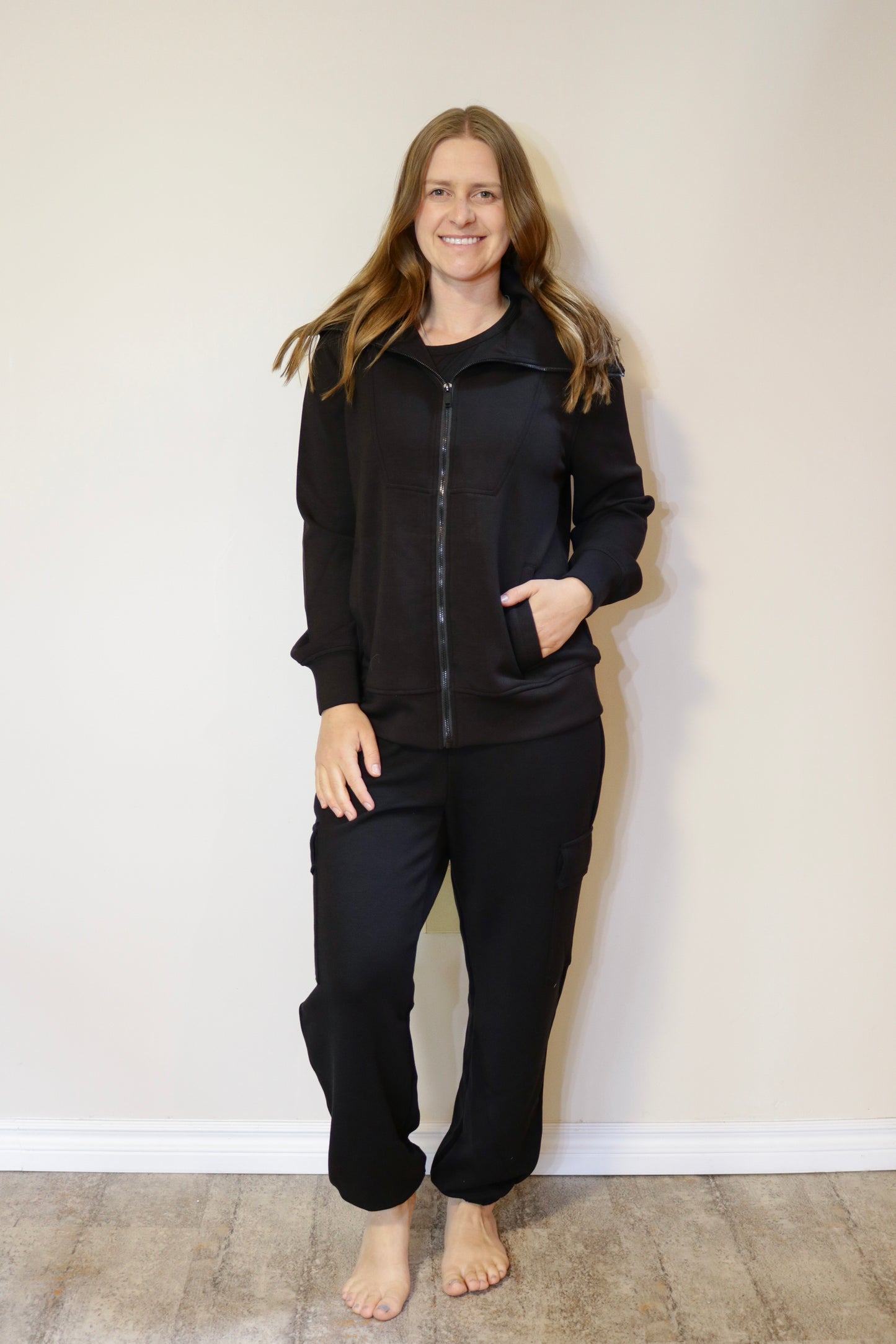 Long Sleeve Full Zip Jacket - Black S-3XL