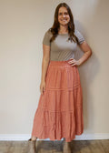 Pleated Tiered Skirt - Dusty Rose S-XL