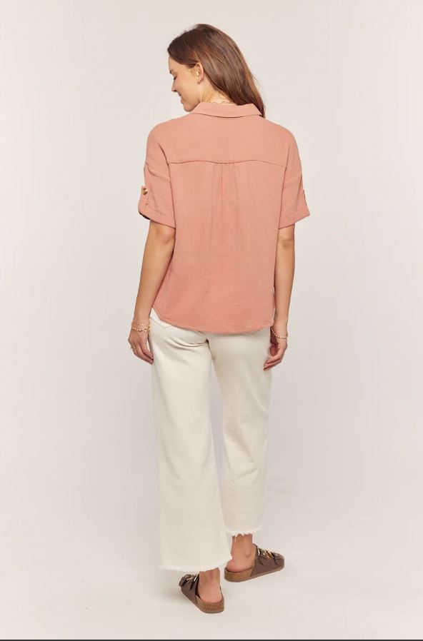 Button Down Short Sleeve - Dusty Pink (S-XL)