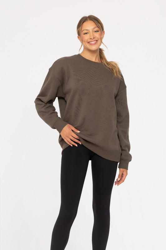 Oversized Fleece Sweatshirt - Dark Olive