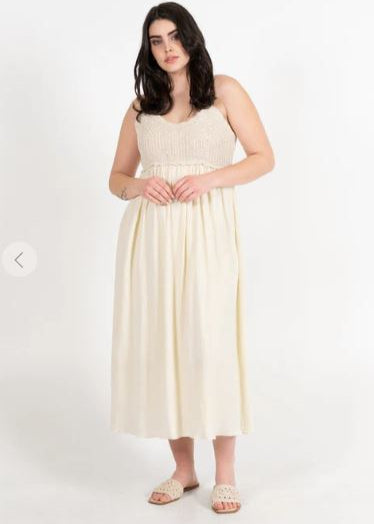 C'est Moi Crochet Midi Dress - Cream (S-L)