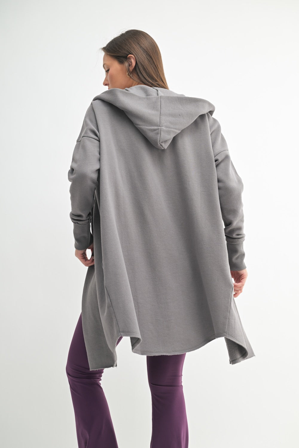 MonoB Open Front Hoodie Cardigan - New Pewter (S-L)