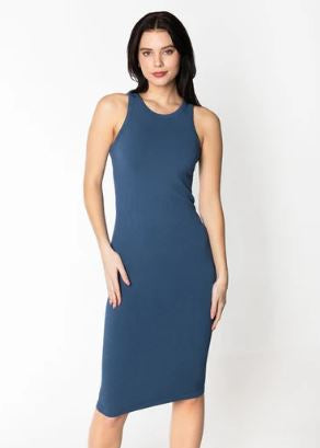C'est Moi Ribbed Tank Dress - Denim Blue (O/S)